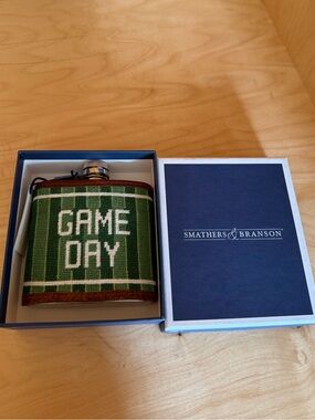Smathers & Branson Green "Game Day" Needlepoint Flask